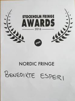 FRINGE Award 2016 Benedikte Esperi